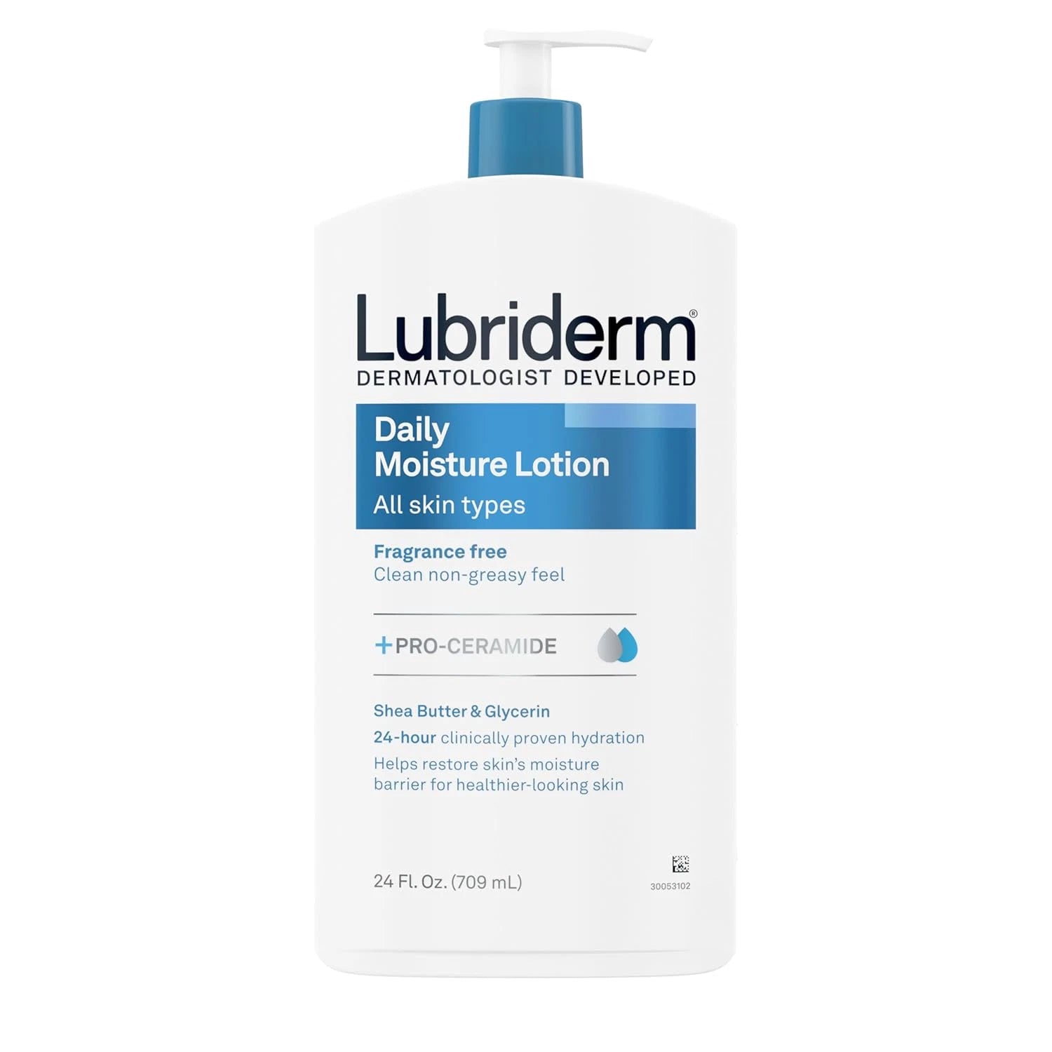 Lubriderm Fragrance Free Daily Moisture Lotion + Pro-Ceramide, Shea Butter & Gly