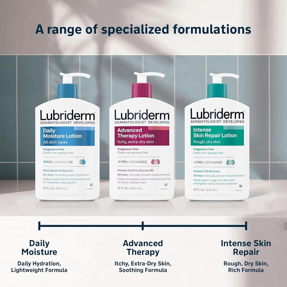Lubriderm Fragrance Free Daily Moisture Lotion + Pro-Ceramide, Shea Butter & Gly